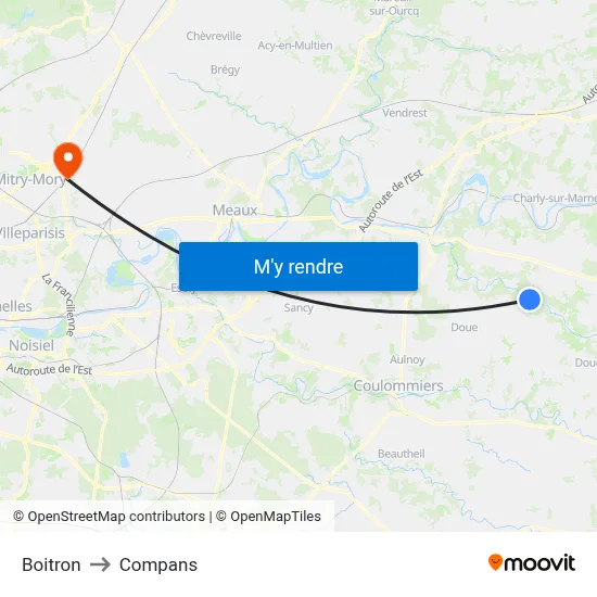 Boitron to Compans map