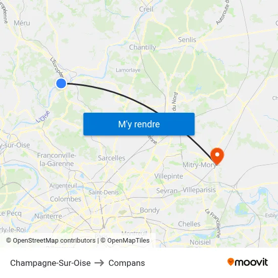 Champagne-Sur-Oise to Compans map