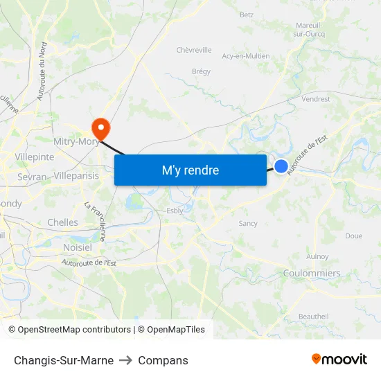 Changis-Sur-Marne to Compans map