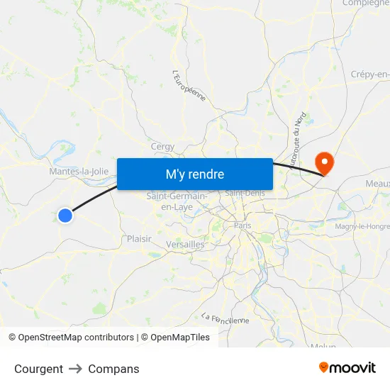 Courgent to Compans map