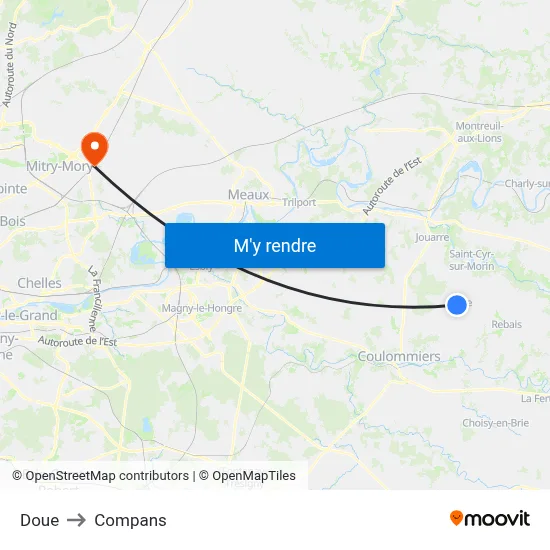 Doue to Compans map