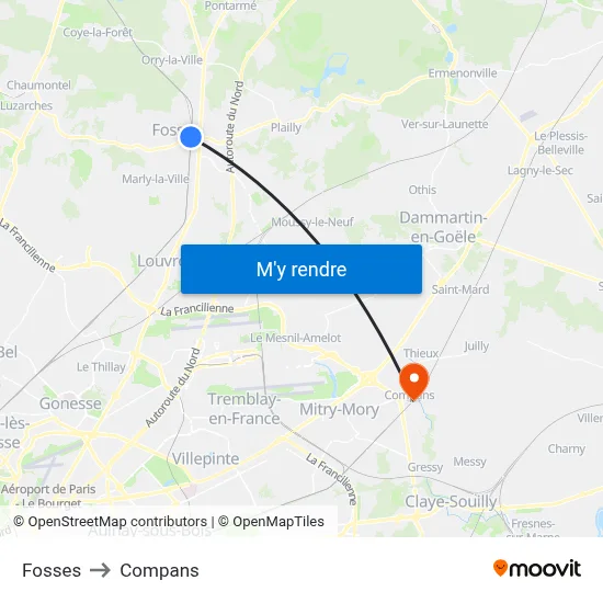 Fosses to Compans map