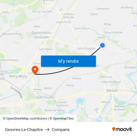 Gesvres-Le-Chapitre to Compans map