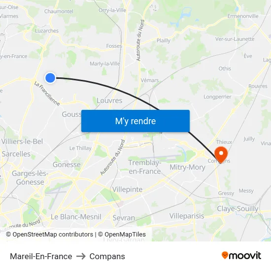 Mareil-En-France to Compans map
