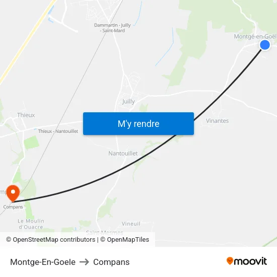 Montge-En-Goele to Compans map