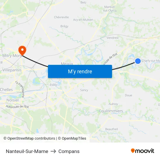 Nanteuil-Sur-Marne to Compans map