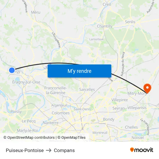 Puiseux-Pontoise to Compans map