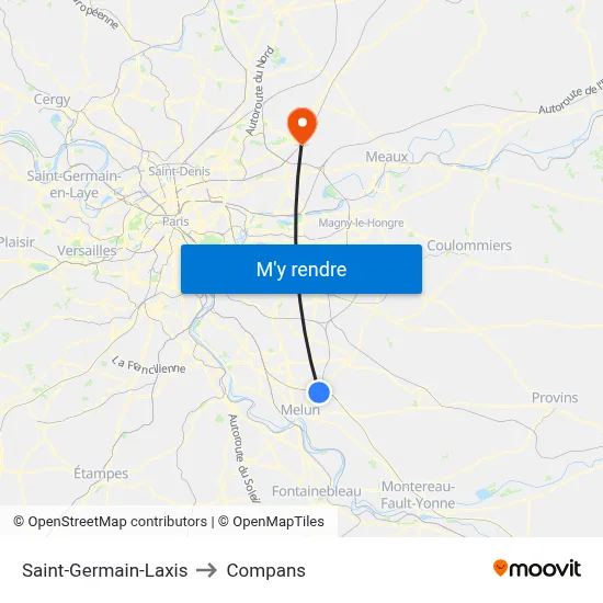 Saint-Germain-Laxis to Compans map