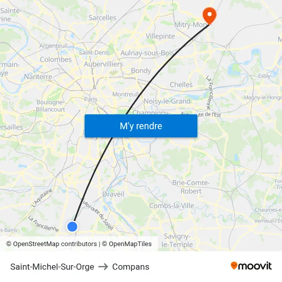 Saint-Michel-Sur-Orge to Compans map