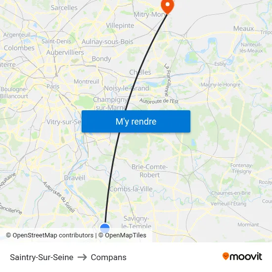 Saintry-Sur-Seine to Compans map