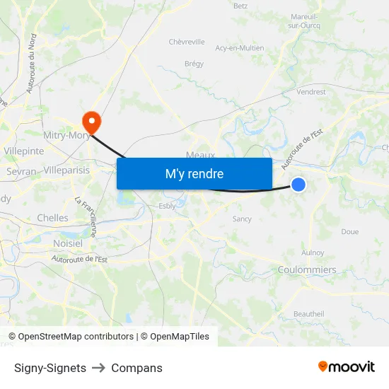 Signy-Signets to Compans map
