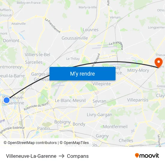 Villeneuve-La-Garenne to Compans map