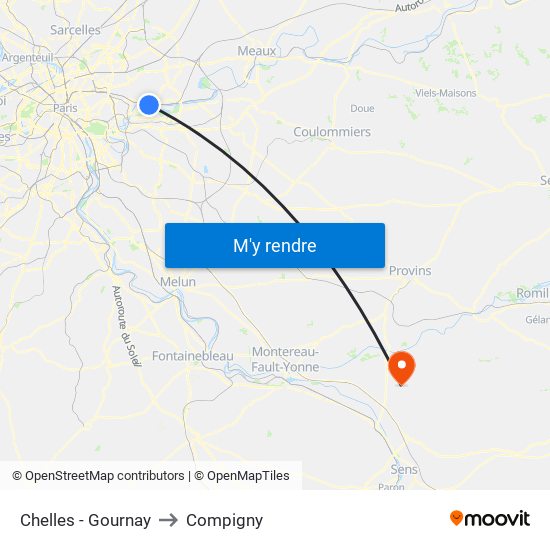 Chelles - Gournay to Compigny map