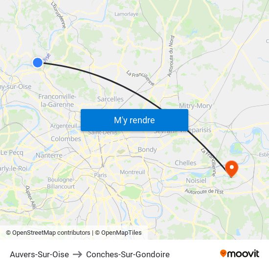 Auvers-Sur-Oise to Conches-Sur-Gondoire map