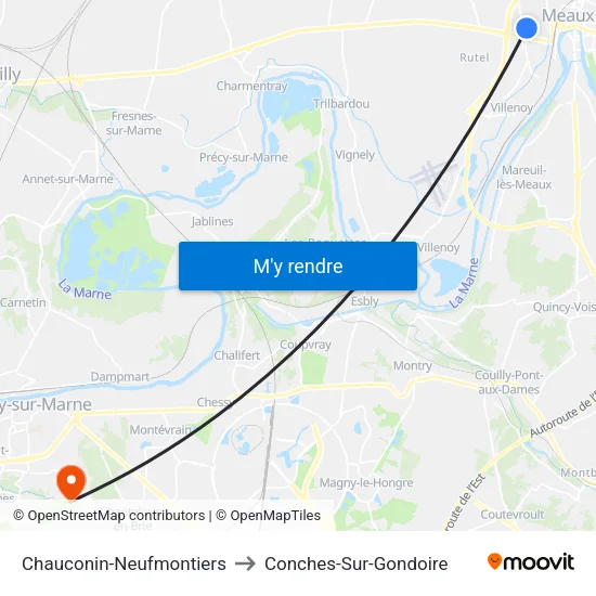 Chauconin-Neufmontiers to Conches-Sur-Gondoire map