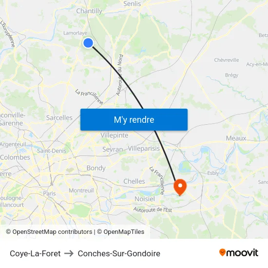 Coye-La-Foret to Conches-Sur-Gondoire map