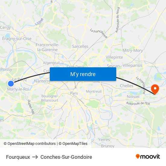 Fourqueux to Conches-Sur-Gondoire map