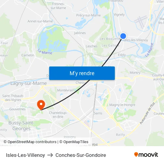Isles-Les-Villenoy to Conches-Sur-Gondoire map