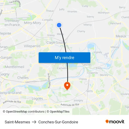 Saint-Mesmes to Conches-Sur-Gondoire map