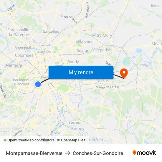 Montparnasse-Bienvenue to Conches-Sur-Gondoire map