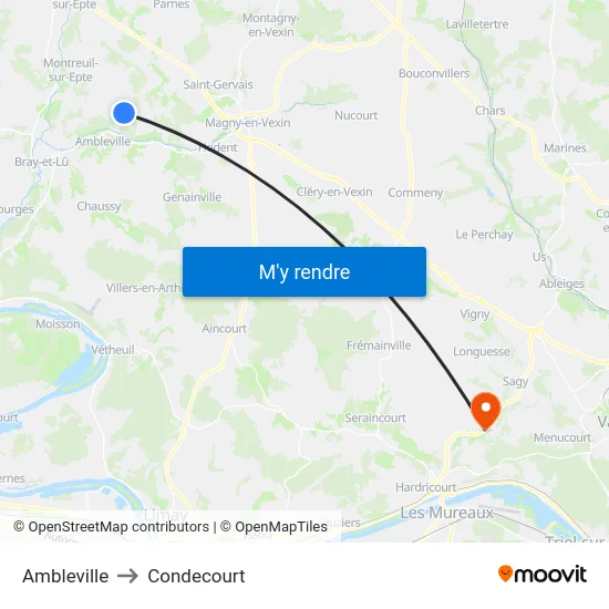 Ambleville to Condecourt map