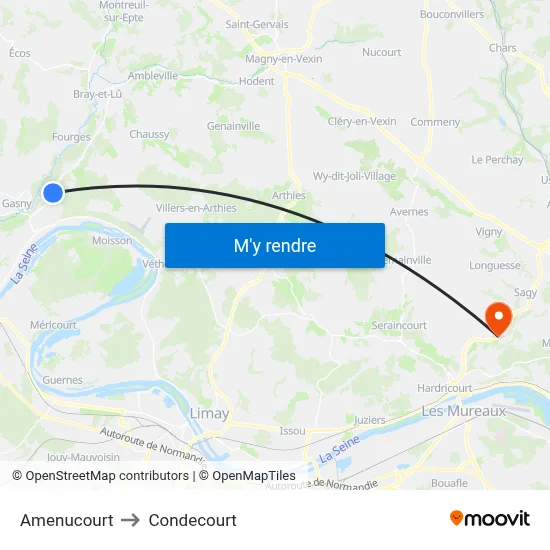 Amenucourt to Condecourt map
