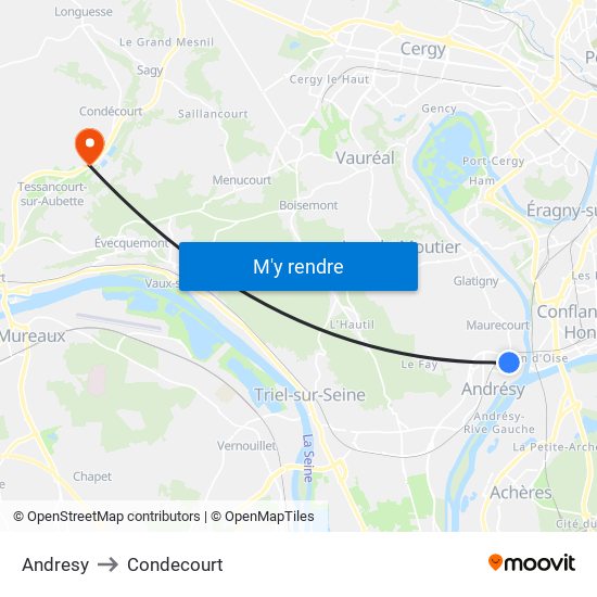 Andresy to Condecourt map