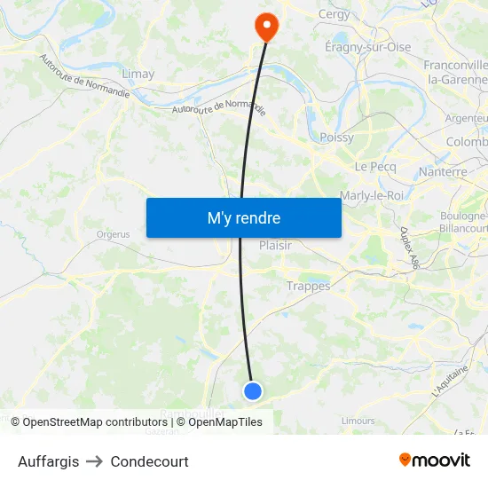 Auffargis to Condecourt map