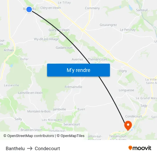 Banthelu to Condecourt map