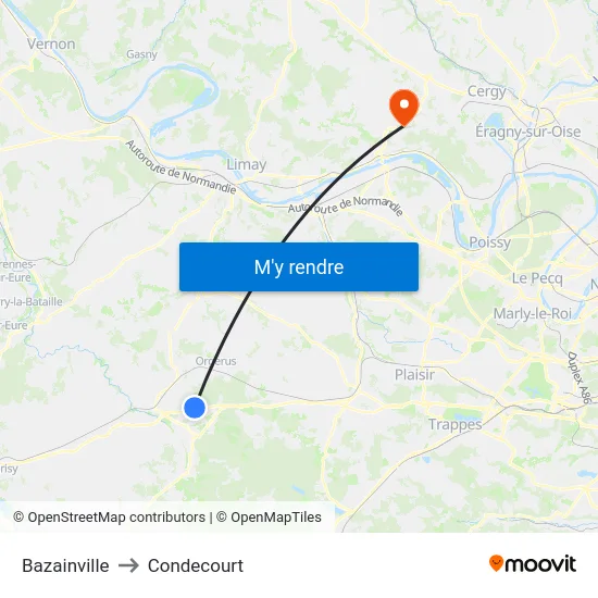 Bazainville to Condecourt map