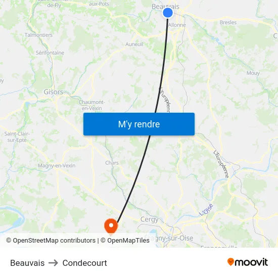 Beauvais to Condecourt map