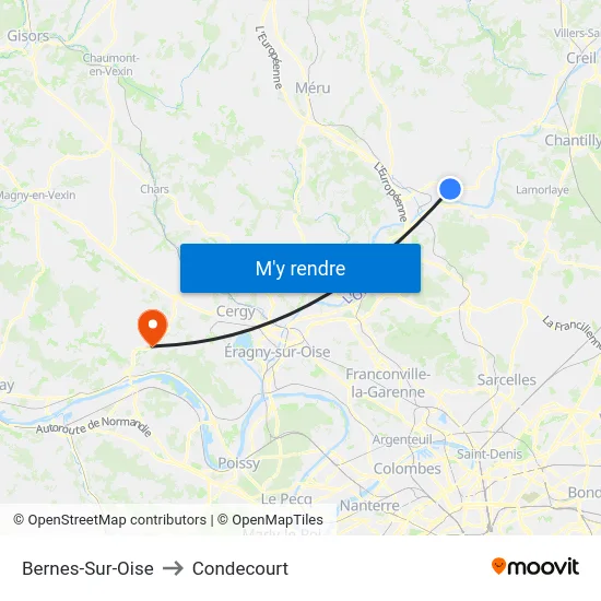 Bernes-Sur-Oise to Condecourt map
