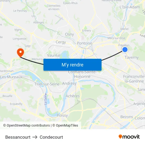 Bessancourt to Condecourt map