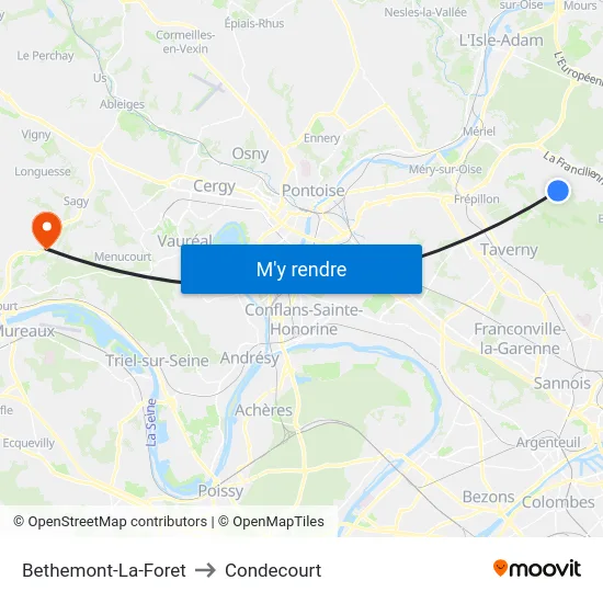 Bethemont-La-Foret to Condecourt map