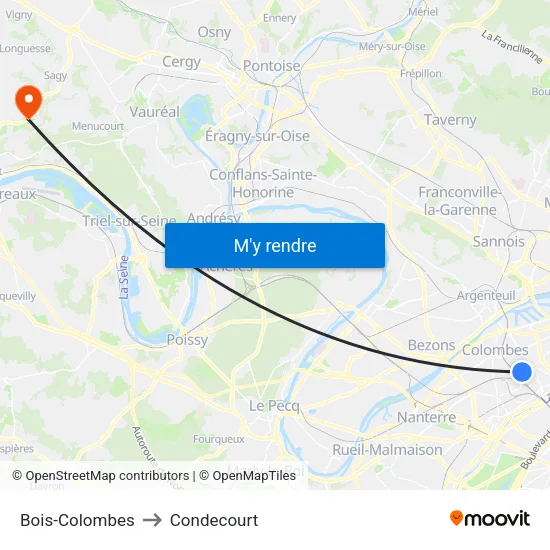 Bois-Colombes to Condecourt map