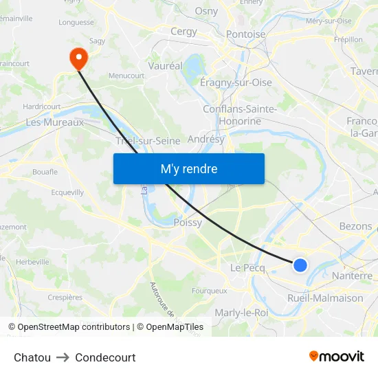 Chatou to Condecourt map