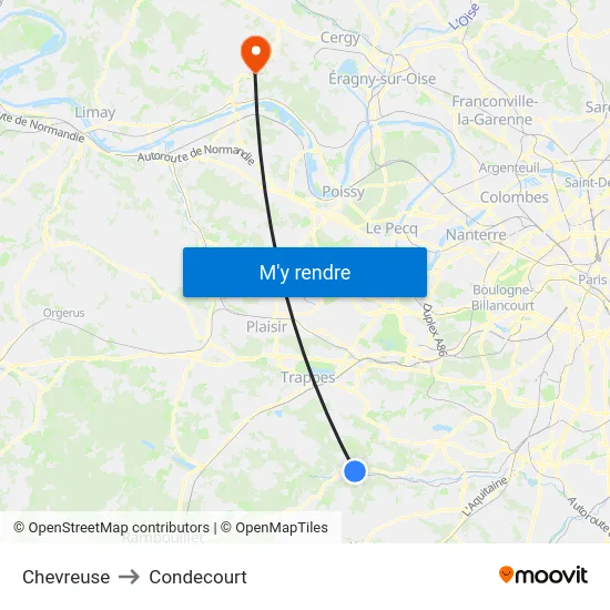 Chevreuse to Condecourt map