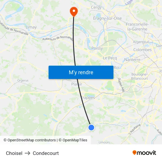 Choisel to Condecourt map