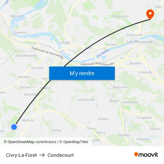 Civry-La-Foret to Condecourt map