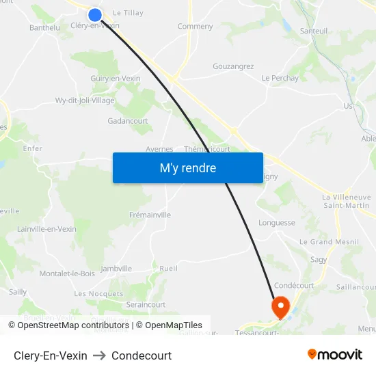 Clery-En-Vexin to Condecourt map