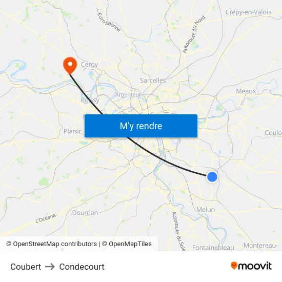 Coubert to Condecourt map