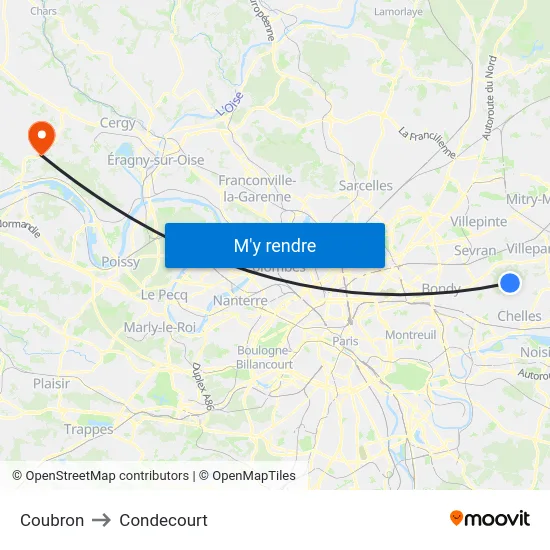 Coubron to Condecourt map