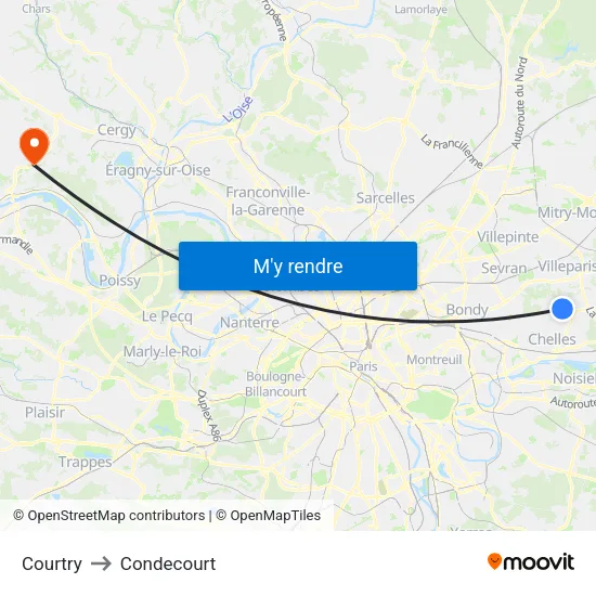 Courtry to Condecourt map