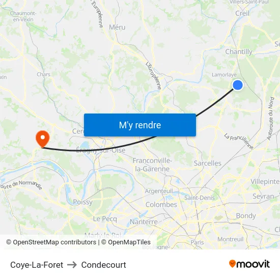 Coye-La-Foret to Condecourt map