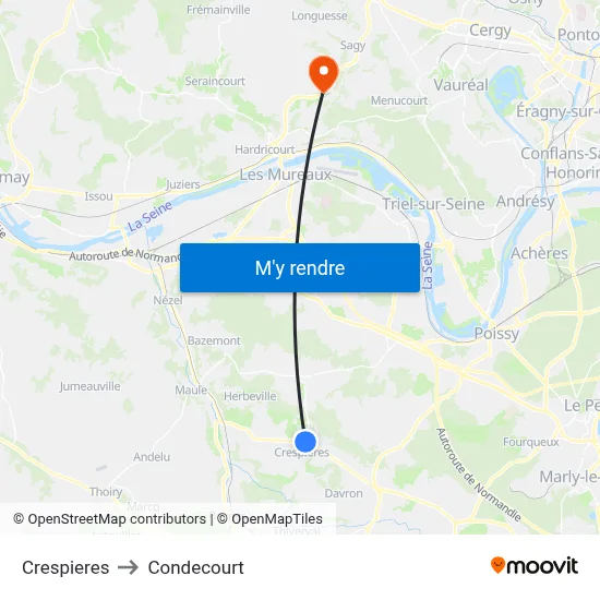 Crespieres to Condecourt map