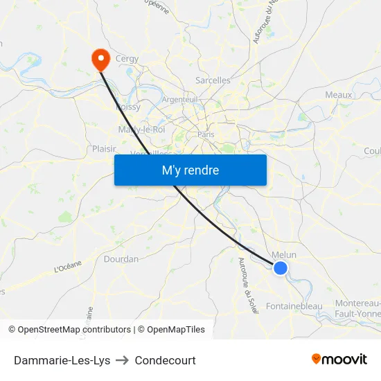 Dammarie-Les-Lys to Condecourt map