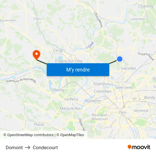 Domont to Condecourt map