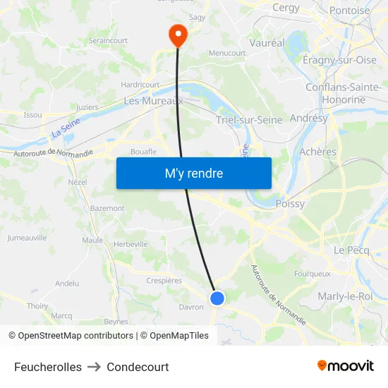 Feucherolles to Condecourt map