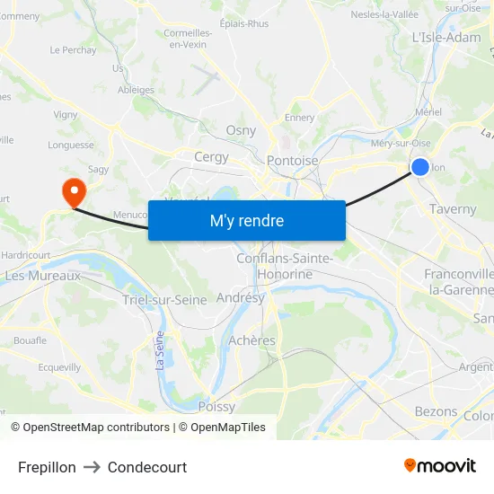 Frepillon to Condecourt map