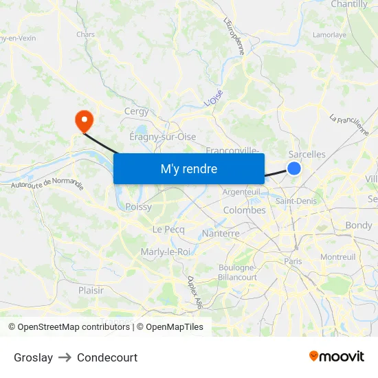 Groslay to Condecourt map